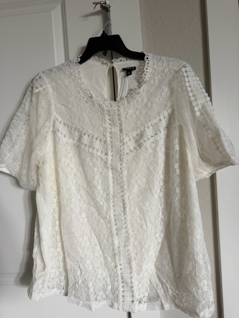 Torrid White Lace Short-Sleeve Blouse 0/L